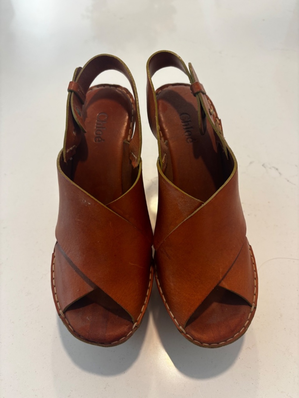 Chloe brown/tan leather platform wedges - Picture 4 of 4